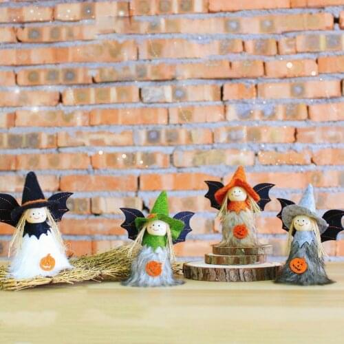 4Pcs/Set Charming Lovely Halloween Ornament Plastic Black Bat Wing Plush Angel Doll Home Decor