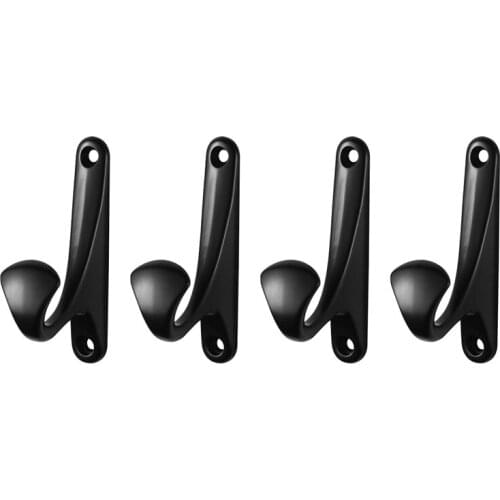 4Pcs Single Hooks Retro Metal Robe Towel Coat Hanger Hook Door Wall Mounted Hooks For Bathroom Bedroom Black