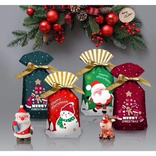 50pcs Christmas Gift Bag 2022 New Year Gift Box Candy Biscuit Bag Navidad Christmas Decoration Gift Bag Children Birthday Party