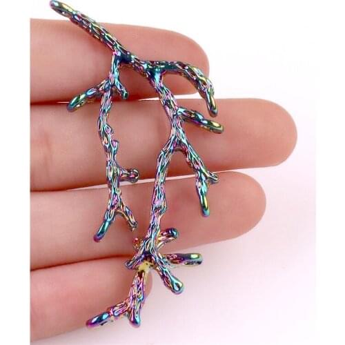 6pcs Branches Rainbow Color Pendant Metal Zinc Alloy Handmade Charms DIY Jewelry Branches Pendant Charms 24031