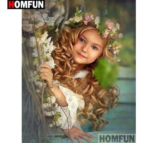 HOMFUN Full Square/Round Drill 5D DIY Diamond Painting "Flower girl" Embroidery Cross Stitch 5D Home Decor Gift A13907