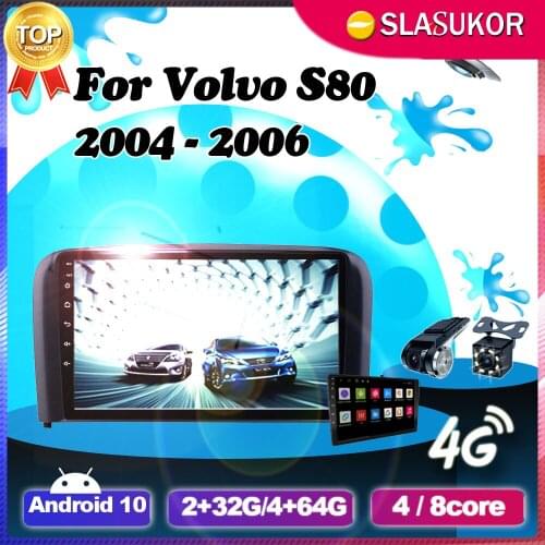 6+128G Android 10.0 DSP 4G For Volvo S80 S 80 2004 2005 2006 Car Radio Multimedia Video Player Navigation GPS No 2 din 2din DVD
