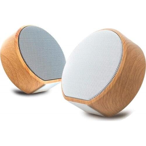 Wireless Mini Bluetooth Speaker Portable Retro Wood Grain Audio Bass TF Card Aux Smart Phone Tablet Computer Music Player
