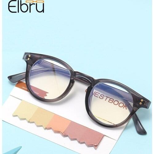 Elbru 2021 Children Anti Blue Light Glasses Transparent Color Frame Plain Spectacles Boys Girls Eyewear Round Computer Goggles