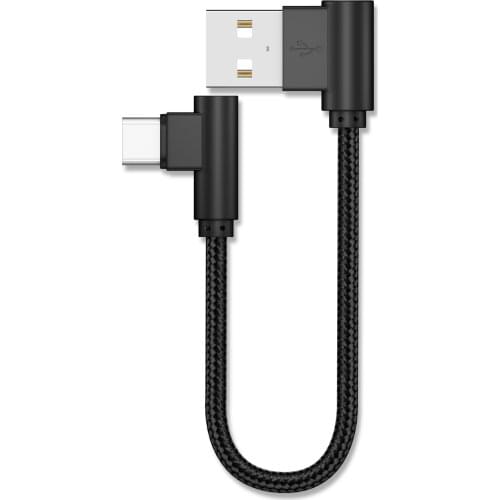 Micro USB Cable USB to Type C 22cm Elbow 90 Degree Fast Charging Short Cables Type-C USB C Charger For Samsung S10 S20+ Huawei