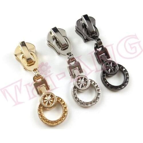 20pcs/lot, Shiny Round Shape 5# Metal Zipper Sliders