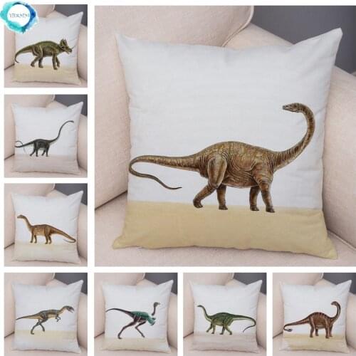 Jurassic Cartoon Dinosaur Cushion Cover for Sofa Home Children Room Decor Wild Animal Print Pillow Case Plush Pillowcase 45x45cm