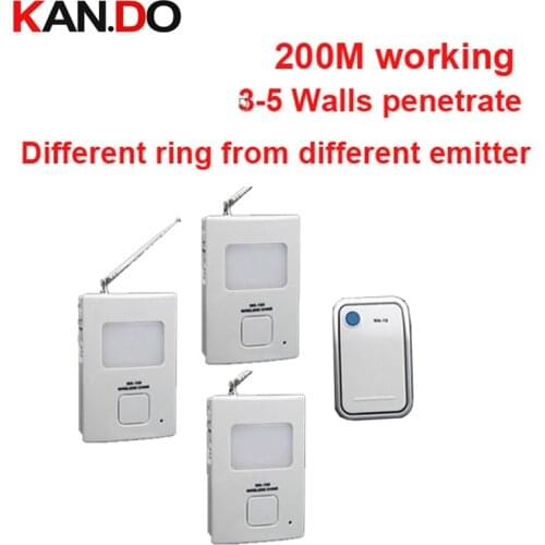 200meter ring bell kits 1 emitters+3 receivers music doorbell wireless doorbell,wireless door chime bell 36 musics door bell