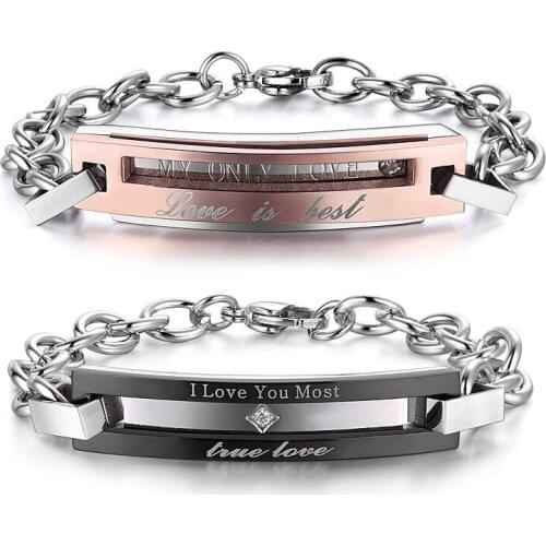 New Men Jewelry Trendy Lovers Stainless Steel Bracelets Bangles for Man Woman Special Gifts