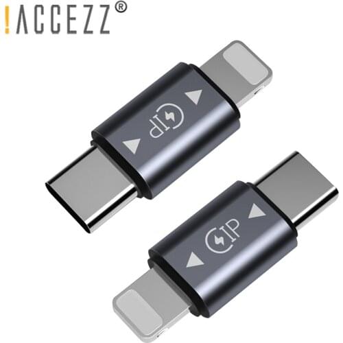 !ACCEZZ 2 in 1 OTG Type C Male to Lighting Adapter USBC For iPhone 12 11 iPad Charging Data Converter Type-C Extension Convertor