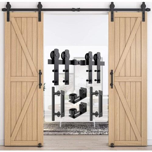 Heavy Duty Sturdy Sliding Barn Door Hardware Kit Door Slides for Single Door Include 1 Door Handle and Floor Guide Set
