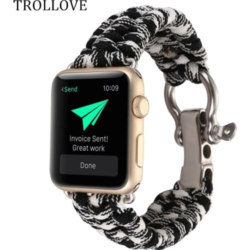 Woven Nylon Rope Watchband for Apple Watch Series 1 2 3 38mm 42mm Military Tactical Parachute Cord Survival Band Strap Outdoors