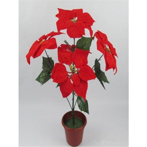 Christmas flower poinsettia artificial flowers poinsettia christmas home festival decoratiion flower 45cm 5 Head Poinsettia Flow