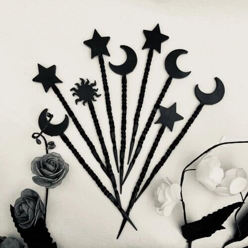 Moon Sun Star Moth Shape Celtic Viking Witch Headdress Punk Pagan Witchcraft Hairpin Gift Hairpin Curling Appliance Jewelry