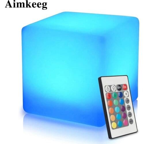 LED Dimmable Square Night Light Cube Decorative Table Lamp RGB 16 Colors for Children Bedroom Atmosphere Light Christmas Gift