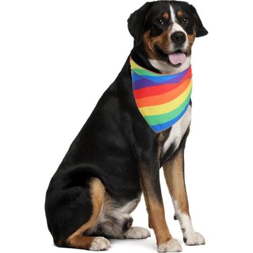 Tropical Style Pet Bandanas Scarf Polyester Summer Dog Bandanas Collar Rainbow Printed Puppy Bandana Bibs Dog Accessories