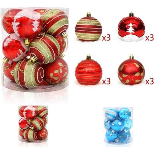 12PCS Sparkling Christmas Ball Ornament Creative Xmas Tree Decor Hanging Ornament Supplies For Home Garden Decoration 2020 New