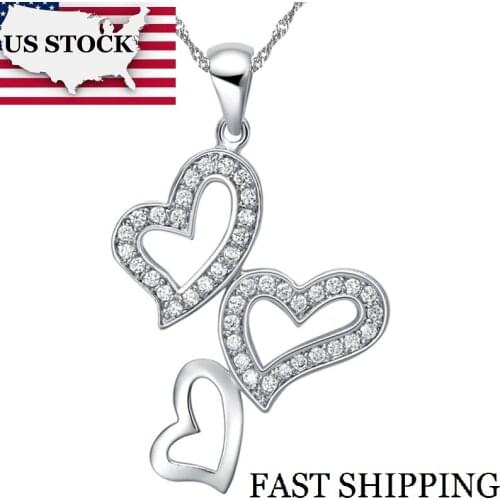 USA STOCK Uloveido Heart Pendant Necklace Female Collier Wedding Jewelry Anel Womens Fashion Necklaces Pendants Girl Gifts N732