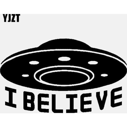 YJZT 15.2CM*8.9CM I BELIEVE Aliens UFO Vinyl Decal Car Sticker Black/Silver C3-0557