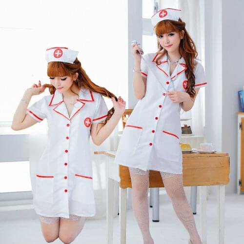 New Women Sexy Lingerie Nurse Uniform Costumes Dress Summer V Neck Short Sleeve Costumes Fancy Nurse Doctor Cosplay Outfit Set