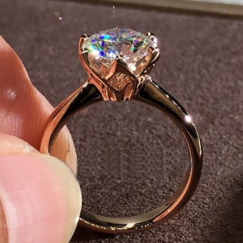 18K Au750 Rose Gold Women Wedding Party Engagement Ring 1 2 3 4 5 Carat Round Moissanite Diamond Ring Trendy Cute Classic