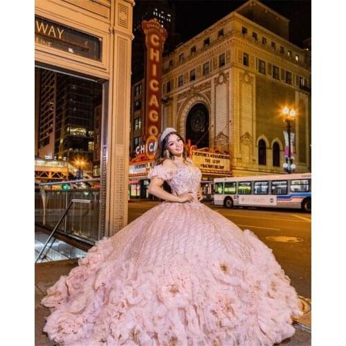2021 Pink Sequined Quinceanera Dresses With Beads Sleeveless Ball Gown Sweet 16 Dress Vestidos De 15 Anos Quinceanera
