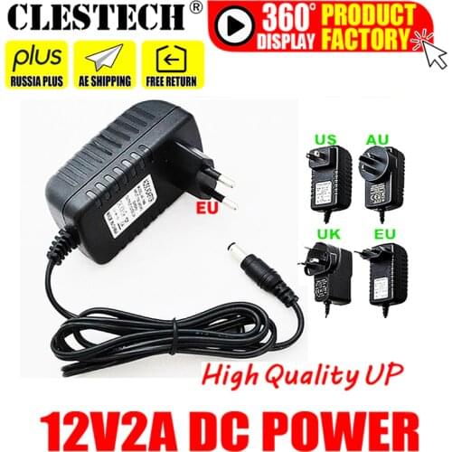 1PC Free 12V2A AC 100V-240V Converter Adapter DC 12V 2A 2000mA Power Supply EU Plug 5.5mm x 2.1-2.5mm for LED CCTV Free shipping