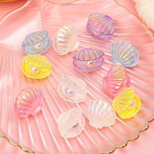 10pcs 2.3*2.0*1.7cm Plastic Simulation Lovely Clam Shell Pearl Charms DIY Making Earrings Necklace Hair Jewelry Accessories