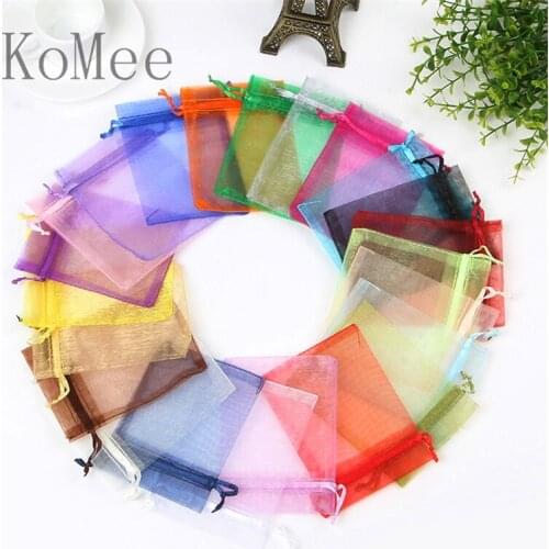 100pcs/lot White Organza Bag 9x12cm Party Wedding Favor Candy Gifts Jewelry Packaging Bags Small Drawstring Gift Bag Pouches