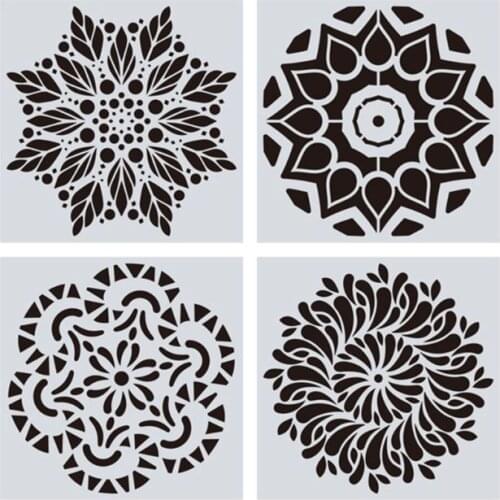 16pcs/set Mandala Stencils DIY Drawing Template Wall Painting for Wood Tile Rock B95C