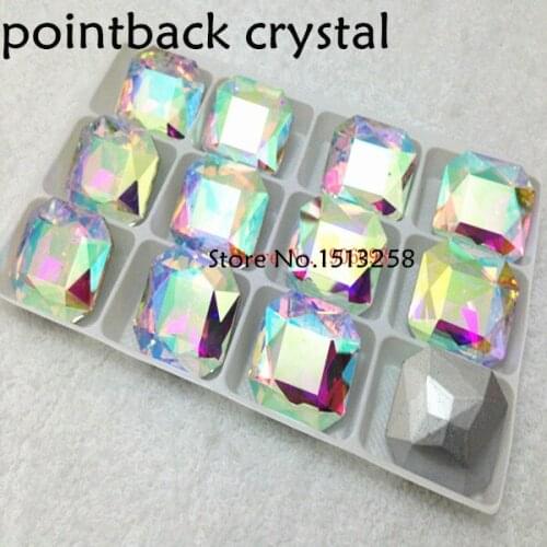 18mm,23mm Pointed Back Square Octagon Glass Crystal Fancy Stone CRYSTAL AB Color For Jewelry Making