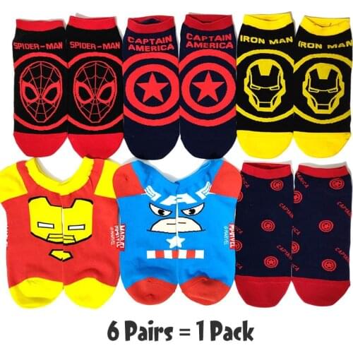 Disney 5/6 Pairs/Pack New Women Cute funny Ankle Socks Star Wars Marvel Cartoon Novelty Animal Funny Happy Socks Slippers