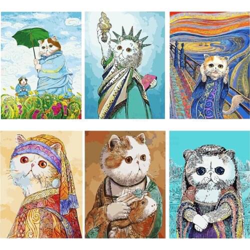 Diy Diamond Painting Animal Elegant Cat Diamond Embroidery Mosaic Full Round Drill Rhinestones Sale Pictures Home Decor Art Gift