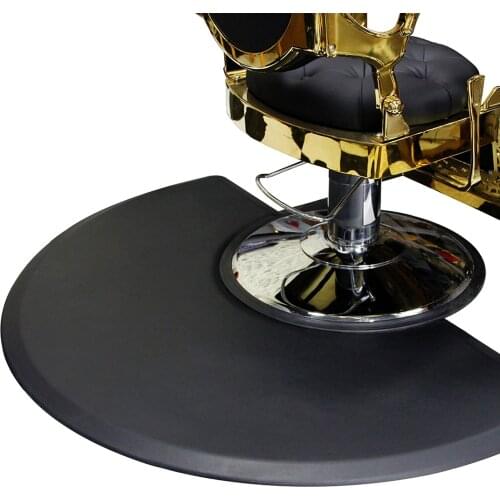 Large Semi Circle Salon Mat 5'x3' 1/2' Anti-Fatigue Barber Floor Mat Black Stations Salon Hair Shampoo Chair Styling