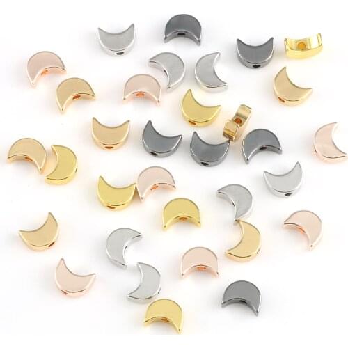 7x3mm Inside Hole 1mm Half-moon Shape Spacer Bead Charm Copper Loose Beads For Jewelry Making Findings Bracelet Bead Accessories
