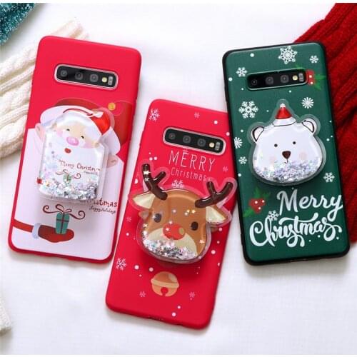 Christmas Quicksand TPU Case For Samsung Galaxy A21S A40 A50 A70 A51 A71 A10 A12 A31 A32 A52 A72 S10 S20 FE S21 Plus Ultra Cover