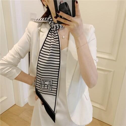 Luna&Dolphin French Style Wide Ribbon 142X14cm Striped Houndstooth Printed Big Long Scarf Headbands Neckerchief Streamer