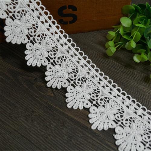 Guipure Lace Fabrics 5.5cm Cotton Lace Trim Water Soluble Lace Embroidered Dress Accessory DIY Handmade Off White Lace Ribbon