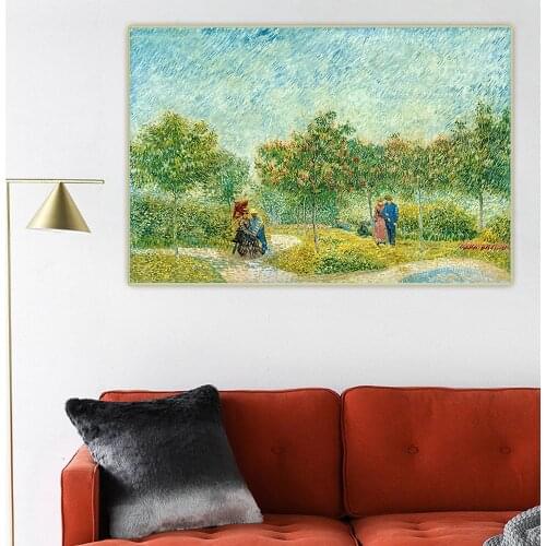 Van Gogh《Garden with courting couples square Saint-Pierre》Canvas Art Oil Painting Aesthetic Picture Wall Decor Home Decoration