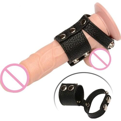 Sex Delay Leather Cock Ring Penis Ring Male chastity Cage Ball Stretcher Penis Sleeves Scrotum Ring Erotic Toys Sex Toys for Men