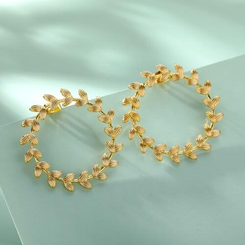 Round Flower Stud Earring For Women Hoop Stainless Steel Gold Metal Vintage Flower Earrings Boho Jewelry Gift Brincos Bijoux