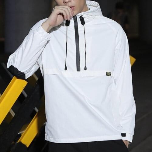 Hooded Jackets Men New Solid Color Pullover bomber Jacket Fashion Tracksuit Coat Men windbreaker Hip Hop Streetwear Jackets