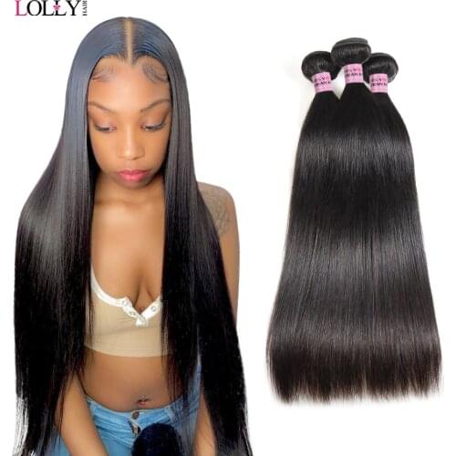 Lolly 1/3/4 Straight Hair Bundles Brazilian Hair Weave Bundles 28 30 32 34 36 38 Human Hair Bundles For Black Women Non-Remy