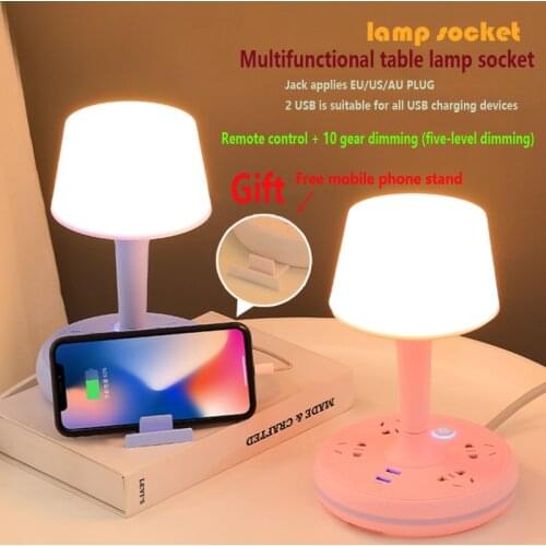 Multifunction Power Strip 2 USB 4 Outlets Socket Plug Extension Cord 4.8M/2.8M/1.8M Sockets With desk lamp Gift conversion plug