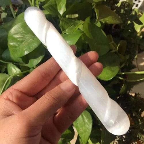 MOKAGY Natural Quartz Selenite Massage Stick Polished Selenite Point Reiki Healing 1pc