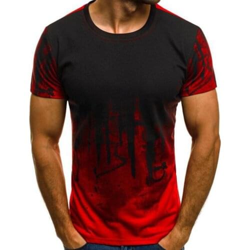 Mens summer Tops Fashion Printing Men Fitness T-shirt Short Sleeve Round Neck Casual Summer Tops 2021
