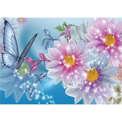 BMBY-Round Diamond Full Diamond Diamond Painting Set Living Room Dining Room Decorative Painting Mural Flower Butterfly