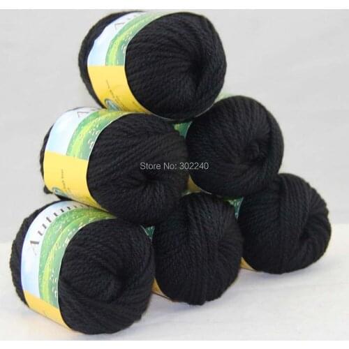 LOT of 6 BallsX50g Chunky Hand-woven Coarse Knitting Yarn Black 217