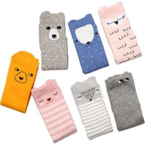 Baby cartoon cat print children cotton socks stereo ear drum baby non-slip floor socks knee high girl leg warm sock