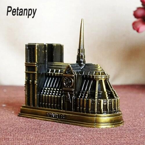 New Vintage Metal Cathedrale Notre Dame de Paris Model Paris Notre Dame Building Figurine Home Desktop Office Decor Gift
